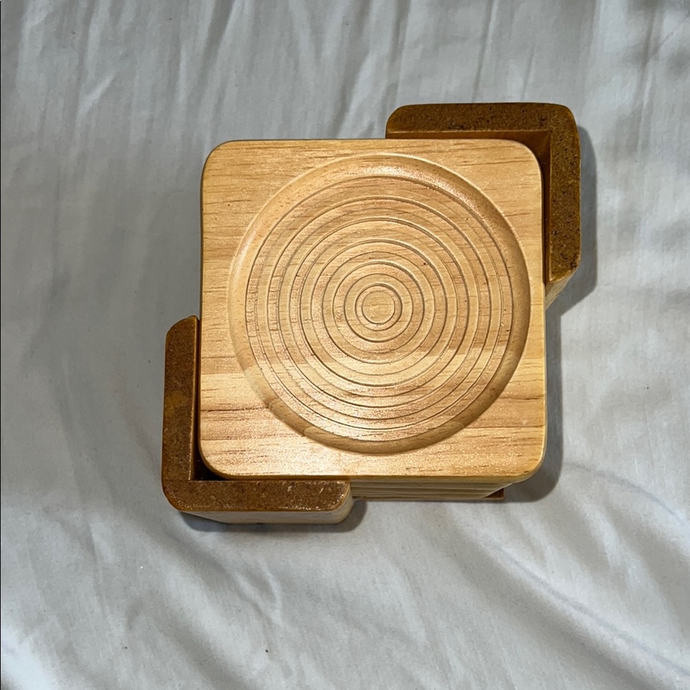 Wooden Coaster Set with Holder